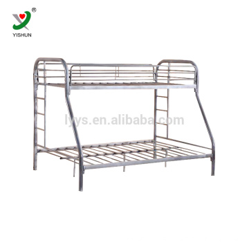 three seat metal bunk bed in school student dormitory room